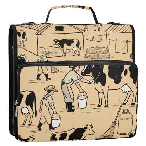 Ringbuch-Organizer mit 3 Ringen, 3,8 cm, Retro-Stil, mit Schultergurt und Griff, mehrere Taschen, Schulordner für Schule und Büro, 3,8 cm Ringbuch-Organizer mit 3 Ringen, 3,8 cm, Retro-Stil, mit Schultergurt und Griff, mehrere Taschen, Schulordner für Schule und Büro, 3,8 cm von siphylline