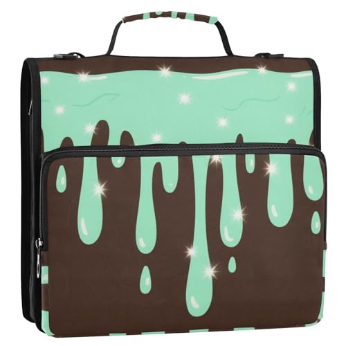 Ringbuch-Organizer mit 3 Ringen, mit Riemen, mehrere Taschen, tragbares Portfolio für Schule/Büro, 3,8 cm, Rot und Blau von siphylline