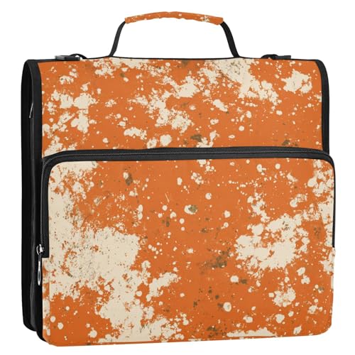Ringbuch mit 3 Ringen, 3,8 cm, Orange / Weiß meliert, 3,8 cm, mit Reißverschluss, wasserdicht, Schulbedarf, Organizer für Schule/Büro von siphylline