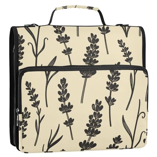 Ringbuch mit 3 Ringen, 3 Ringe, mit extra Taschen und Schultergurt, wasserdicht, für Schule und Büro, Schwarz / Beige von siphylline