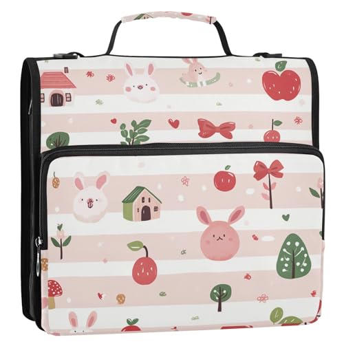 Ringbuch mit 3 Ringen, Cartoon-Design, 3,8 cm, mit extra Taschen und Schultergurt, mehrere Taschen, Schulordner für Schule/Büro, 3,8 cm von siphylline