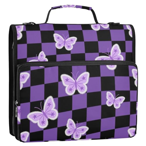 Ringbuch mit 3 Ringen, Reißverschluss, mit Schultergurt, leicht zu transportieren, tragbar, geeignet für Mittelschule, 3,8 cm, Schwarz / Violett Ringbuch mit 3 Ringen, Reißverschluss, mit Schultergurt, leicht zu transportieren, tragbar, geeignet für Mittelschule, 3,8 cm, Schwarz / Violett von siphylline