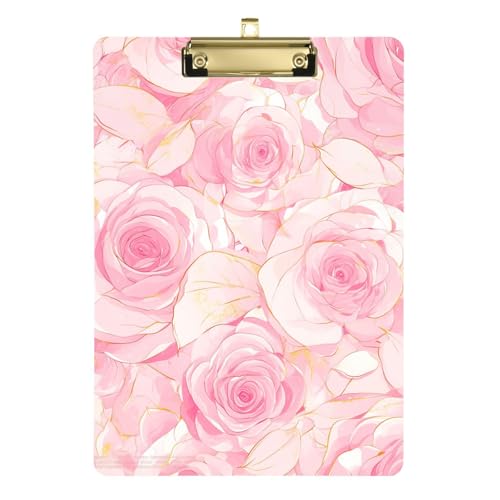 Rosa romantische Rosenblüten Klemmbrett Apotheken-Edition transparent für Klassenzimmer Zubehör für Lehrer High School Größe 22,9 x 30,5 cm von siphylline