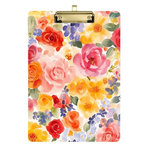 Rose Beauty Klemmbrett, Sommerblumen, Kunststoff, transparent, für Trainer, medizinisches Klassenzimmer, Größe 22,9 x 30,5 cm von siphylline