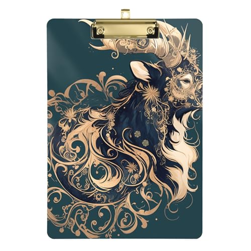 Saiga Klemmbrett für Krankenschwestern, Acryl, niedlich, für 5. Klasse, Essentials für Lehrer, Größe 22,9 x 30,5 cm, Schwarz / Gold von siphylline