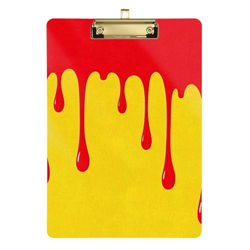 Schlankes Klemmbrett mit fließendem Pigment, Standardloch für Lehrer, Portfolio, Klemmbrett, Größe 22,9 x 30,5 cm, Rot / Gelb Schlankes Klemmbrett mit fließendem Pigment, Standardloch für Lehrer, Portfolio, Klemmbrett, Größe 22,9 x 30,5 cm, Rot / Gelb von siphylline