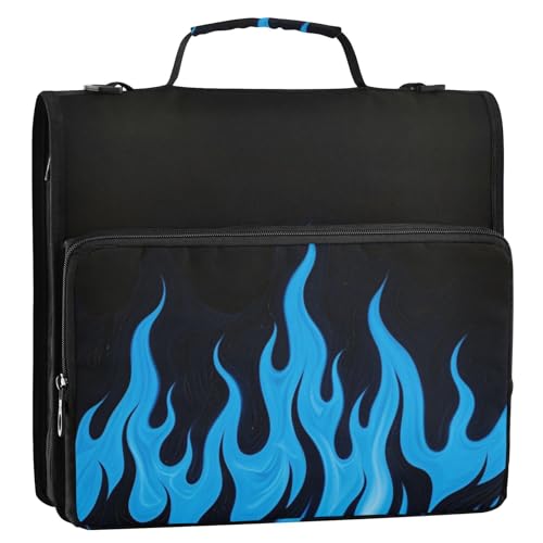 Schwarzes, fluoreszierendes cooles Flammenblau, 3,8 cm, 3-Ring-Organizer, Ordner mit Griff und abnehmbarem Schultergurt, Schulbedarf, Organizer für Mittelschule Schwarzes, fluoreszierendes cooles Flammenblau, 3,8 cm, 3-Ring-Organizer, Ordner mit Griff und abnehmbarem Schultergurt, Schulbedarf, Organizer für Mittelschule von siphylline