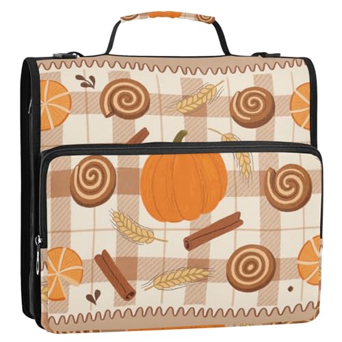 Simple Pumpkin Hellbraun kariert 3,8 cm 3 Ringe Büroordner Organizer mit Gurt Laege Kapazität Dokumentenmappe Organizer für Schule/Büro von siphylline