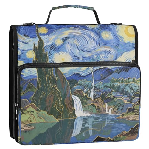 Style Sky 3,8 cm Ringbuch mit 3 Ringen und extra Taschen mit Griff, inklusive Reißverschlusstasche, Dokumenten-Organizer, geeignet für Mittelschule Style Sky 3,8 cm Ringbuch mit 3 Ringen und extra Taschen mit Griff, inklusive Reißverschlusstasche, Dokumenten-Organizer, geeignet für Mittelschule von siphylline