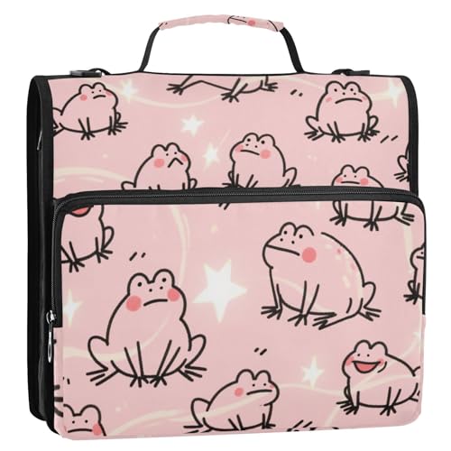 Süßer rosa Frosch 3,8 cm 3-Ringe Reißverschluss Ordner mit Schultergurt, wasserdicht, Dokumentenmappe für Schule/Büro Süßer rosa Frosch 3,8 cm 3-Ringe Reißverschluss Ordner mit Schultergurt, wasserdicht, Dokumentenmappe für Schule/Büro von siphylline