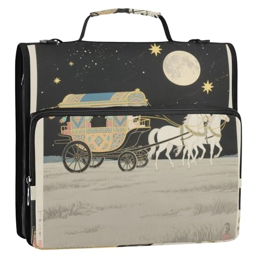 Summer Horse Moon 3,8 cm Ringbuch mit Reißverschluss mit Schultergurt und Griff, inklusive Reißverschlusstasche, Dokumenten-Organizer-Tasche für Büro, Schule Summer Horse Moon 3,8 cm Ringbuch mit Reißverschluss mit Schultergurt und Griff, inklusive Reißverschlusstasche, Dokumenten-Organizer-Tasche für Büro, Schule von siphylline