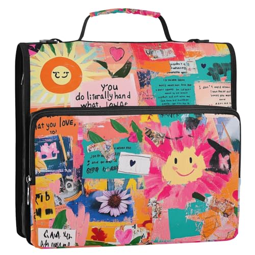 Sun Colorful Art Words Ringbuch mit 3 Ringen, extra Taschen mit Griff und abnehmbarem Schultergurt, wasserdicht, Schulordner, Organizer, geeignet für Mittelschule Sun Colorful Art Words Ringbuch mit 3 Ringen, extra Taschen mit Griff und abnehmbarem Schultergurt, wasserdicht, Schulordner, Organizer, geeignet für Mittelschule von siphylline