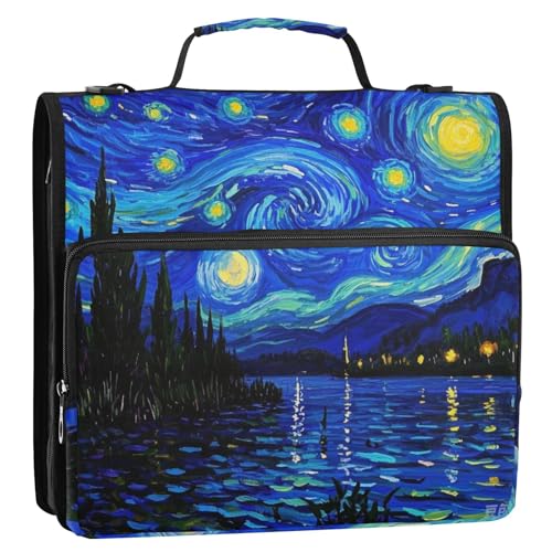 The Starry Night of Art Ordner mit 3 Ringen, 3,8 cm, stabiler Reißverschluss, mit Schultergurt, Schulordner für Schule/Büro The Starry Night of Art Ordner mit 3 Ringen, 3,8 cm, stabiler Reißverschluss, mit Schultergurt, Schulordner für Schule/Büro von siphylline