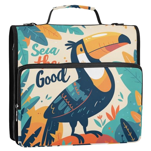 Tocane Ordnertasche mit 3 Ringen, Reißverschluss, mit Schultergurt und Griff, mehrere Taschen, Dokumentenmappe, Organizer für Schule und Büro, 3,8 cm von siphylline