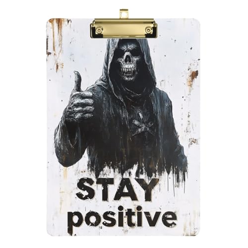 Totenkopf-Ordner mit Klemmbrett, transparent, für Klassenzimmer, für Lehrer, Gymnasium, Größe 22,9 x 30,5 cm von siphylline