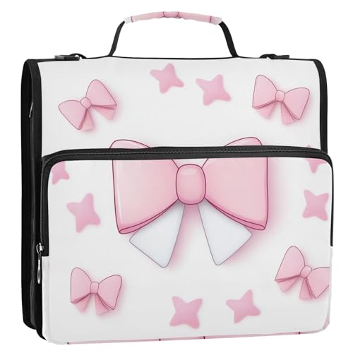 Valentinsschleife mit 3 Ringen, 3,8 cm, mit Reißverschluss, mit Riemen, mehrere Taschen, Dokumenten-Organizer, Tasche für die Mittelschule Valentinsschleife mit 3 Ringen, 3,8 cm, mit Reißverschluss, mit Riemen, mehrere Taschen, Dokumenten-Organizer, Tasche für die Mittelschule von siphylline