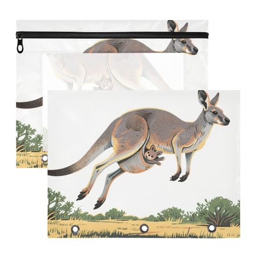 Vielzweck-Aktenordner aus Kunststoff für 3-Ringe, 2 Stück, Studenten, Schulbedarf, australisches Känguru-Baby Vielzweck-Aktenordner aus Kunststoff für 3-Ringe, 2 Stück, Studenten, Schulbedarf, australisches Känguru-Baby von siphylline