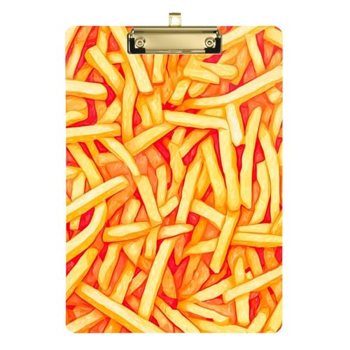 Yummy Fried Pommes Frites gelbes Klemmbrett aus Acryl, niedlich für 5. Klasse, Essentials für Lehrer, Größe 22,9 x 30,5 cm von siphylline