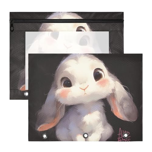 siphylline Binder-Federmäppchen mit 3 verstärkten Ösen, Kunststoff-Aktenordner für A4-Papier, Briefe, 2 Stück, Lehrer, Klassenzimmer, niedliches Aquarell, weißes Häschen siphylline Binder-Federmäppchen mit 3 verstärkten Ösen, Kunststoff-Aktenordner für A4-Papier, Briefe, 2 Stück, Lehrer, Klassenzimmer, niedliches Aquarell, weißes Häschen von siphylline