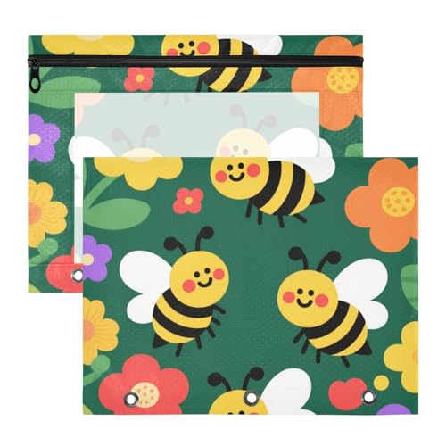 siphylline Federmäppchen, 3 Löcher, Kunststoff, Ordner für 3 Ringe, 2 Stück, Studenten, Büro, schöne Safari-Biene, Blume siphylline Federmäppchen, 3 Löcher, Kunststoff, Ordner für 3 Ringe, 2 Stück, Studenten, Büro, schöne Safari-Biene, Blume von siphylline