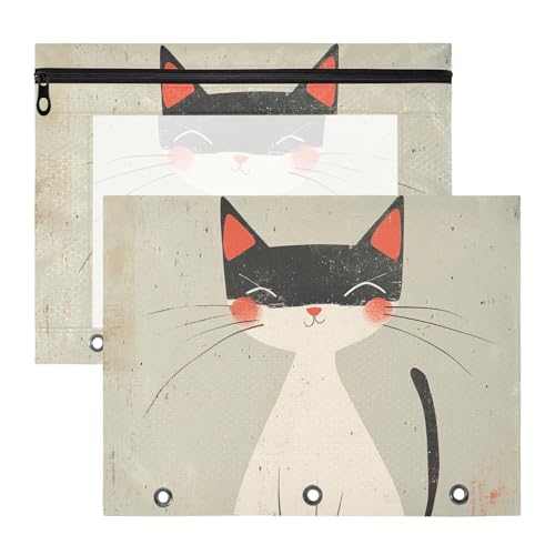 siphylline Stiftebox mit 3 Löchern, Taschenordner für A4-Papier, Briefe, 2 Stück, Lehrerklasse, Katze, einfache Linien siphylline Stiftebox mit 3 Löchern, Taschenordner für A4-Papier, Briefe, 2 Stück, Lehrerklasse, Katze, einfache Linien von siphylline
