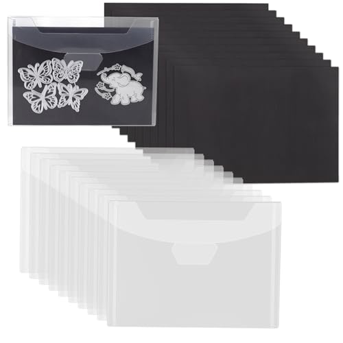 20 Stück Stempeltaschen & Gummi-Magnetfolien, Stanzformen Aufbewahrungsbeutel und Magnetblätter Set, 10 Pcs Transparent Aufbewahrungstasche für Stempel Stanzformen mit 10 Pcs Gummi-Magnetbögen von sitarcmin