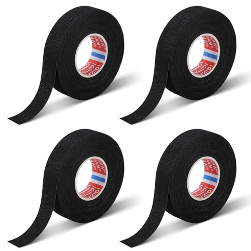 sitarcmin 4 Stück Gewebeband Schwarz 19 mm x 15m PET-Vlies Stoffklebeband Auto für Kabelbäume, Hitzebeständiges Klebeband Baumwolle Textilklebeband sitarcmin 4 Stück Gewebeband Schwarz 19 mm x 15m PET-Vlies Stoffklebeband Auto für Kabelbäume, Hitzebeständiges Klebeband Baumwolle Textilklebeband von sitarcmin
