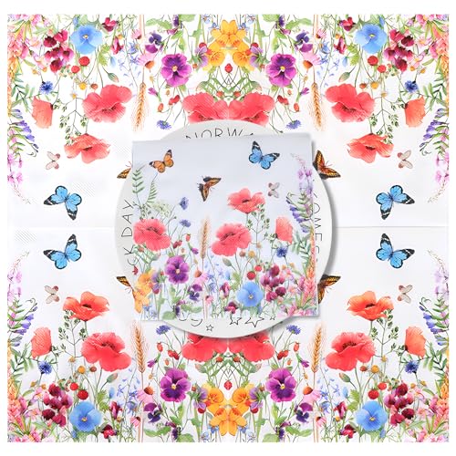 Sitengjun 80 Stück Servietten,Papierservietten mit Blumen Sommer Servietten Blumenwiese Schmetterlinge Servietten Blumenmuster für servietten taufe,Kommunion,Konfirmation und mehr 33x33cm Sitengjun 80 Stück Servietten,Papierservietten mit Blumen Sommer Servietten Blumenwiese Schmetterlinge Servietten Blumenmuster für servietten taufe,Kommunion,Konfirmation und mehr 33x33cm von sitengjun