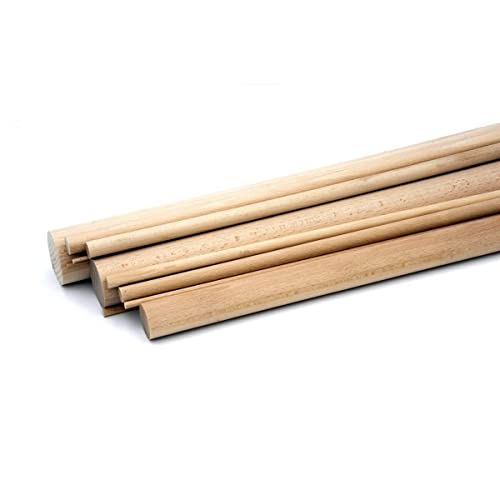 siwitec Rundstab aus Holz, glatt, Buche, 10er Set, 12 mm, ideal zum Basteln mit Holz, Länge 1000 mm von siwitec