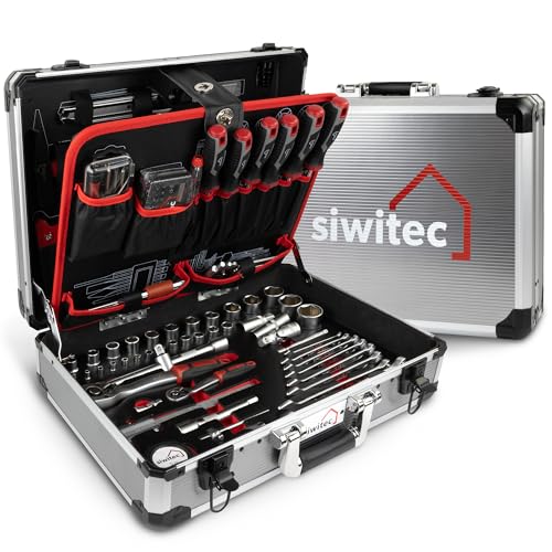 siwitec Werkzeugkoffer 139-teilig | Werkzeug Set CRV | Werkzeugkasten gefüllt mit Zangen, Schraubendrehern, Schlüsselsatz uvm | Profi Werkzeugkoffer von siwitec