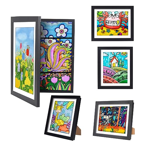 sixzerone Bilderrahmen Kinderzeichnungen, 3 Stück A4 Befüllba Kunstfotorahmen Kinder,25,4 x 32,8 cm,Frontöffnung Kunstwerke, Ideal für, Kunstprojekte, Schule, Zuhause (Schwarz) von sixzerone