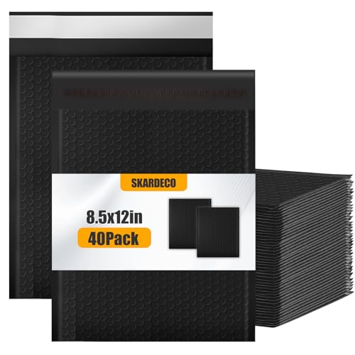 Luftpolster-Versandtaschen, 21,6 x 27,9 cm, 40 Stück, schwarz, 40 Stück, Schwarz von skardeco