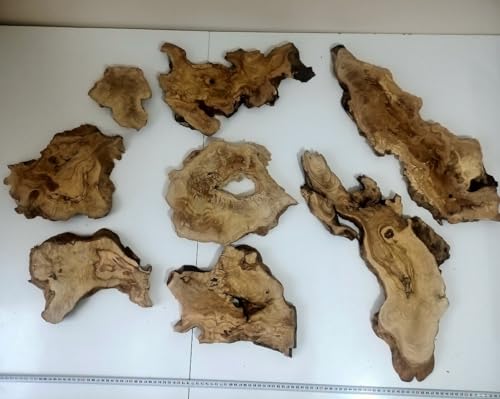 Burl Wood Live Edge Olive Wood Slab set with 8pcs for Epoxy Projects, Ready for Resin Table (8 Pcs Set) von skilled hands