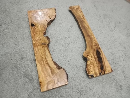 Live Edge Olive Wood Slab Set in 2 Pieces for DIY and Epoxy River Table, Ready to be Resin Table, Cleared Wood Slab Set (Length 100cm) von skilled hands