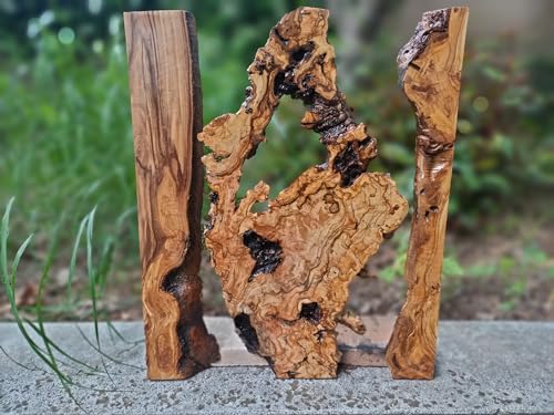 Live Edge Olive Wood Slab Set in 3 Pieces for DIY and Epoxy River Table, Ready to be Resin Table Project (3 Sets(9 Pieces)) von skilled hands
