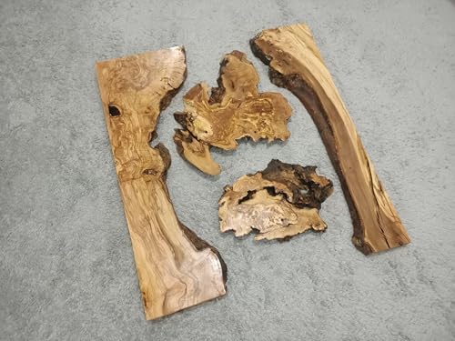 Live Edge Olive Wood Slab Set in 4 Pieces for DIY and Epoxy River Table, Ready to be Resin Table, Cleared Wood Slab Set (Length 100cm) von skilled hands