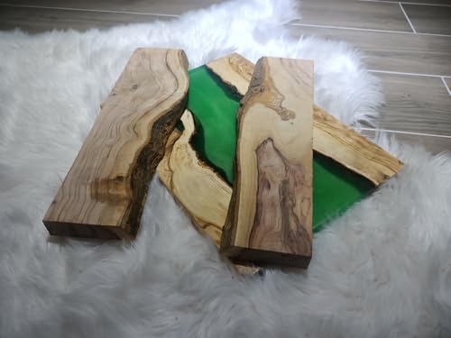 Live Edge Olive Wood Slab for DIY and Charcuterie Board, Ready to be Chopping Board, Cleared Wood Slab for Epoxy Resin Project (1 Set) von skilled hands