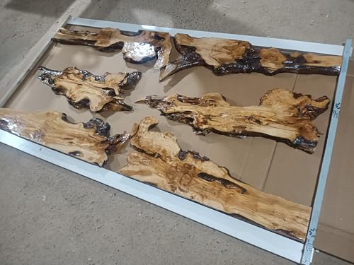 Live Edge Olive Wood Slab from Tree Branches for DIY and Epoxy, Ready to be Resin Table, Cleared Wood Slab for Epoxy Resin Projects (1 Set(18-22 Pieces)) von skilled hands