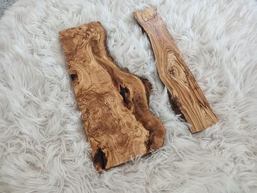 Live Edge Varnished Olive Wood Slab for DIY, Charcuterie Board, Coffee Table Ready to be Epoxy Project Cleared Wood Slab for Epoxy Resin Project (1 Set) von skilled hands
