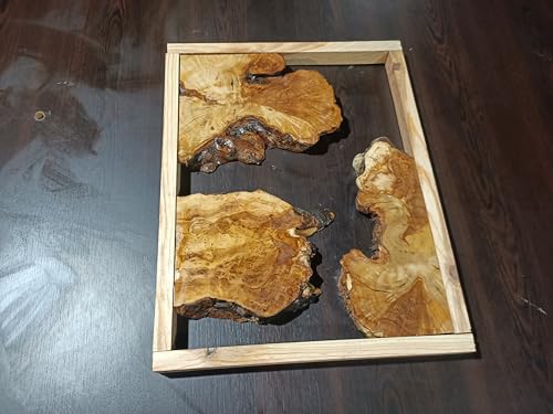 Round Olive Root Slab for DIY Epoxy Projects varnished framed (40cm Red Framed) von skilled hands