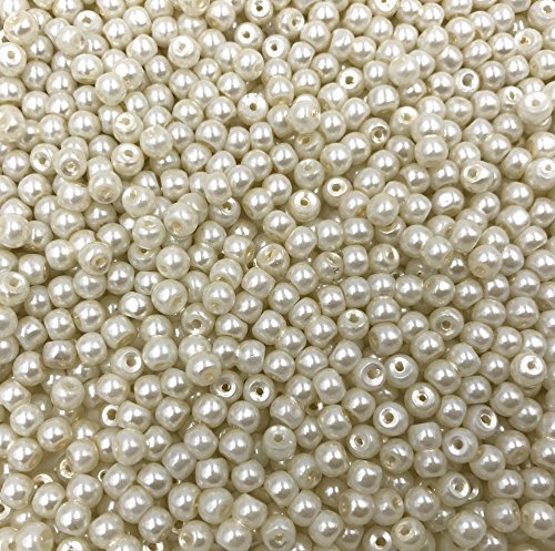 Skyllc® 500X 4mm Ball Perlen Glasperlen Weiß für Kette Armband Trend von Skyllc