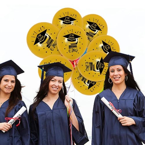 Skyrabbiter 2025 Latex-Luftballons für Abschlussfeier 20Pcs, Schwarz Gold, Congrats Prüfung Bestanden Deko Helium Ballon, Bachelor Deko Ballons, Abschlussfeier Luftballon Abschluss Deko (A*20) von skyrabbiter