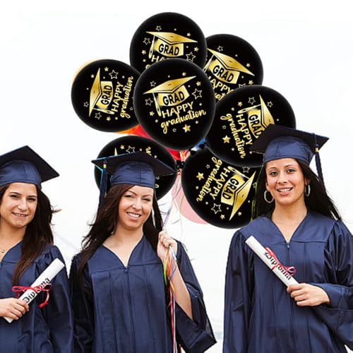 Skyrabbiter 2025 Latex-Luftballons für Abschlussfeier 20Pcs, Schwarz Gold, Congrats Prüfung Bestanden Deko Helium Ballon, Bachelor Deko Ballons, Abschlussfeier Luftballon Abschluss Deko (B*20) von skyrabbiter