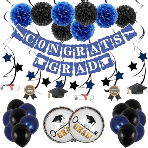 Skyrabbiter Abschlussfeier Dekorations-Set, 20-teiliges Party-Set, Abschluss Dekoration mit Graduation Luftballons Girlande, Schärpe Ballons und Tortendeko zum Abschlussfeier Dekorationen (A) von skyrabbiter
