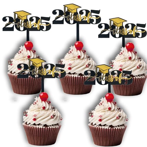 Skyrabbiter Acryl Tortendekoration für Abschlussfeier 2025, 5 Stück, Schwarz und Gold, Abschlussfeier Cupcake toppers, Bachelor Hut Deko, Abschluss Deko für Graduation Abschlussparty Dekoration (5, B) Skyrabbiter Acryl Tortendekoration für Abschlussfeier 2025, 5 Stück, Schwarz und Gold, Abschlussfeier Cupcake toppers, Bachelor Hut Deko, Abschluss Deko für Graduation Abschlussparty Dekoration (5, B) von skyrabbiter