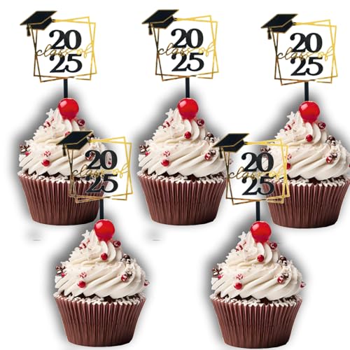 Skyrabbiter Acryl Tortendekoration für Abschlussfeier 2025, 5 Stück, Schwarz und Gold, Abschlussfeier Cupcake toppers, Bachelor Hut Deko, Abschluss Deko für Graduation Abschlussparty Dekoration (5, A) Skyrabbiter Acryl Tortendekoration für Abschlussfeier 2025, 5 Stück, Schwarz und Gold, Abschlussfeier Cupcake toppers, Bachelor Hut Deko, Abschluss Deko für Graduation Abschlussparty Dekoration (5, A) von skyrabbiter