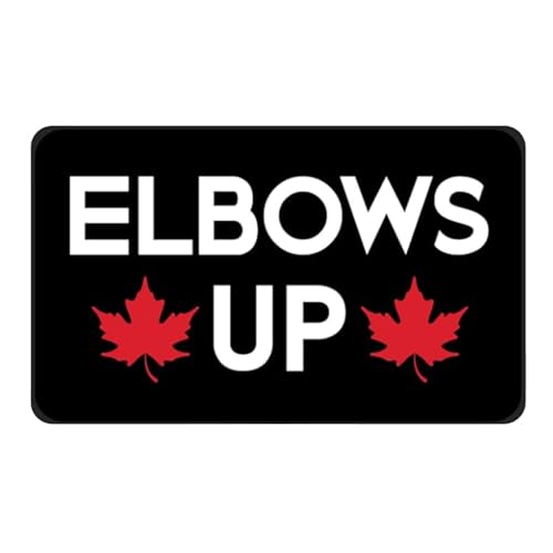 Skyrabbiter Reflektierender Autoaufkleber 'Elbows Up', 21,5 x 12,7 cm, Schwarz mit roten Ahornblättern, Aufkleber, Buchstaben Autoaufkleber - Aufkleber Text Sticker fürs Auto und Motorrad (A*1) von skyrabbiter