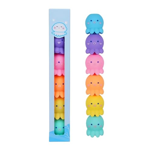 skyrabbiter Mini Stapelbare Textmarker, Niedliche Bären Design, 6 Regenbogenfarben Bonbon Textliner Stifte für Kinder Schüler, lustige Stifte Schreibwaren Süße Highlighter Marker (A) von skyrabbiter