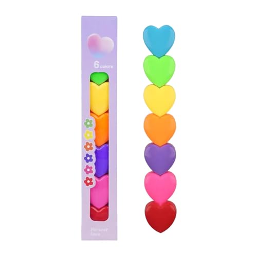 skyrabbiter Mini Stapelbare Textmarker, Niedliche Bären Design, 6 Regenbogenfarben Bonbon Textliner Stifte für Kinder Schüler, lustige Stifte Schreibwaren Süße Highlighter Marker (B) von skyrabbiter