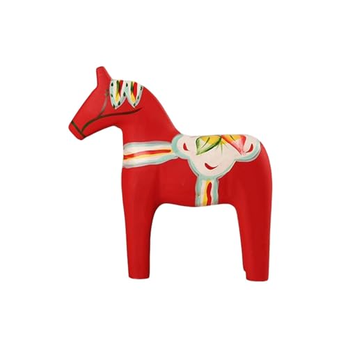 skyrabbiter Traditionelles Dala-Pferd Figur, Handbemalte Holzfigur Figur Statue Skulptur Pferd Dalecarlian Horse Ornamente Skandinavische Hochzeitsgeschenke für Die (24x23x5.5cm) von skyrabbiter